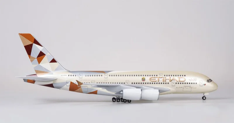 1/160 масштаб ETIHAD Воздушный самолет модель Airbus A380 ETIHAD модель с колесо с подсветкой литая под давлением пластиковая Смола самолет детский подарок