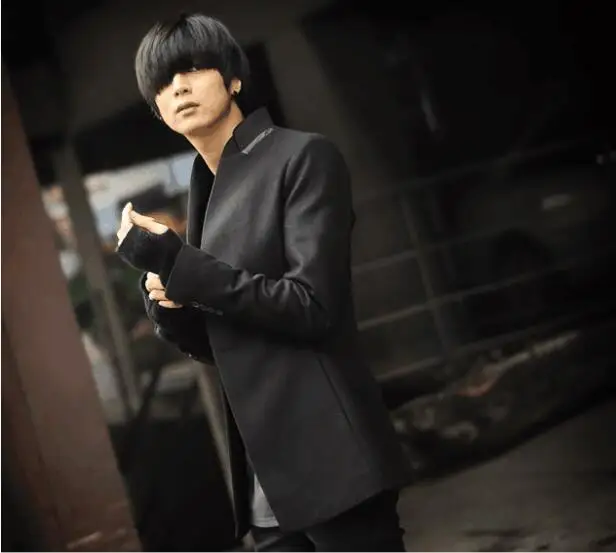 Шерстяное мужское пальто с воротником-стойкой повседневный костюм тренчкот