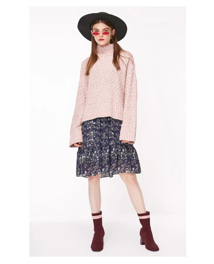 ONLY Women's Loose Fit Check Pattern High-necked Pullover |118313561