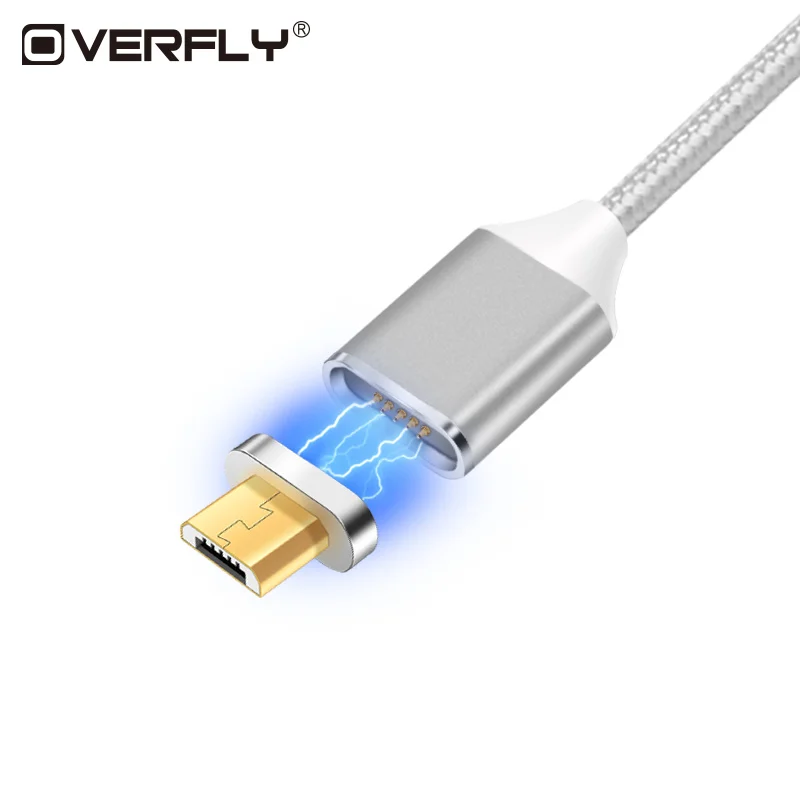 Overfly Магнитный Micro USB кабель нейлоновый Плетеный кабели для мобильных телефонов