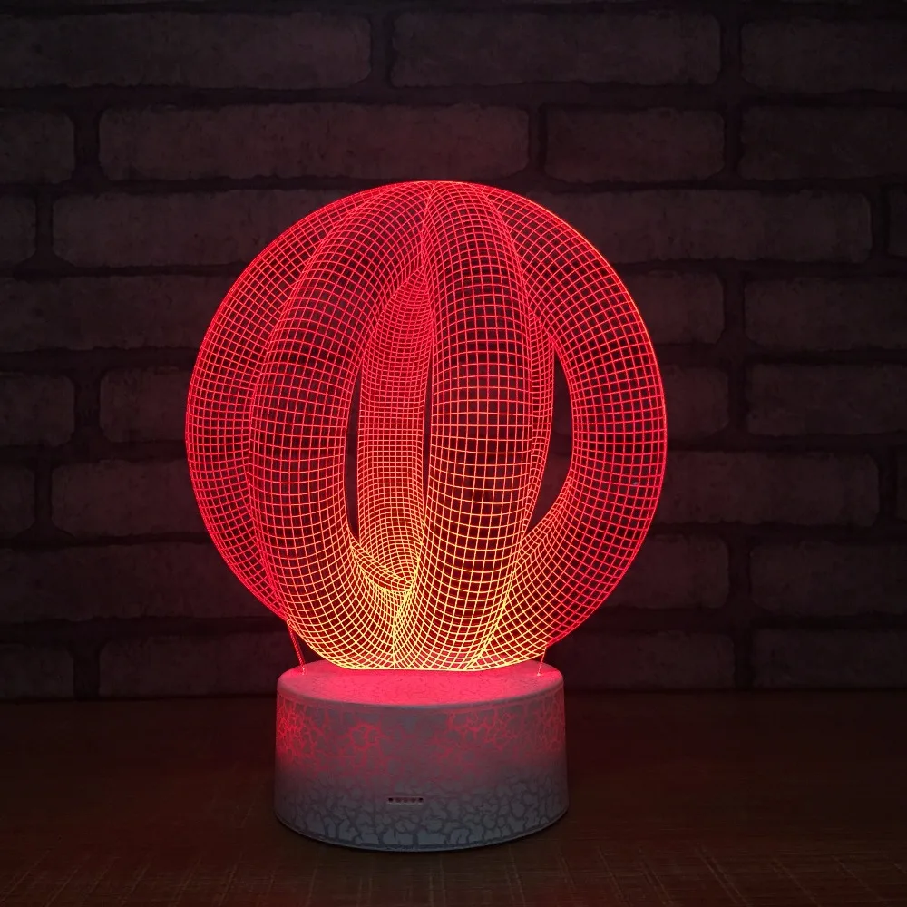 Круглая абстрактная Модель 3D Led ночник Usb Сенсорный переключатель 3d деревянная