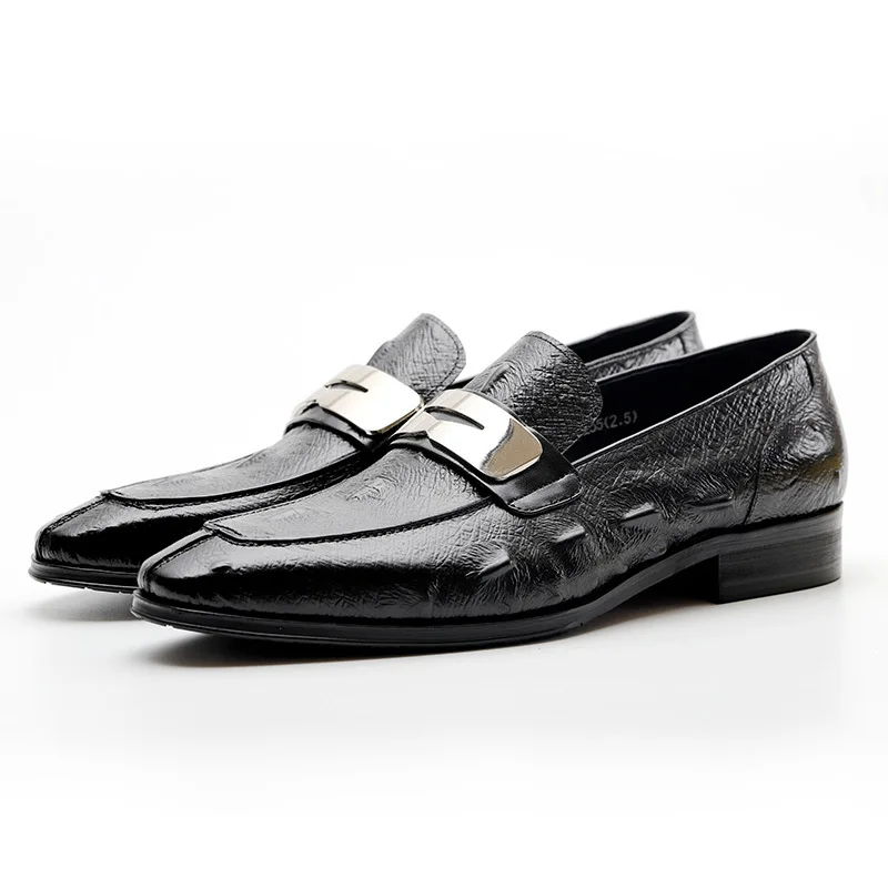 

Men Brand Italian Shoes Fashion Mens Dress Shoes Genuine Leather Metal Designer Brown Burgundy Wedding Male Shoes 2019