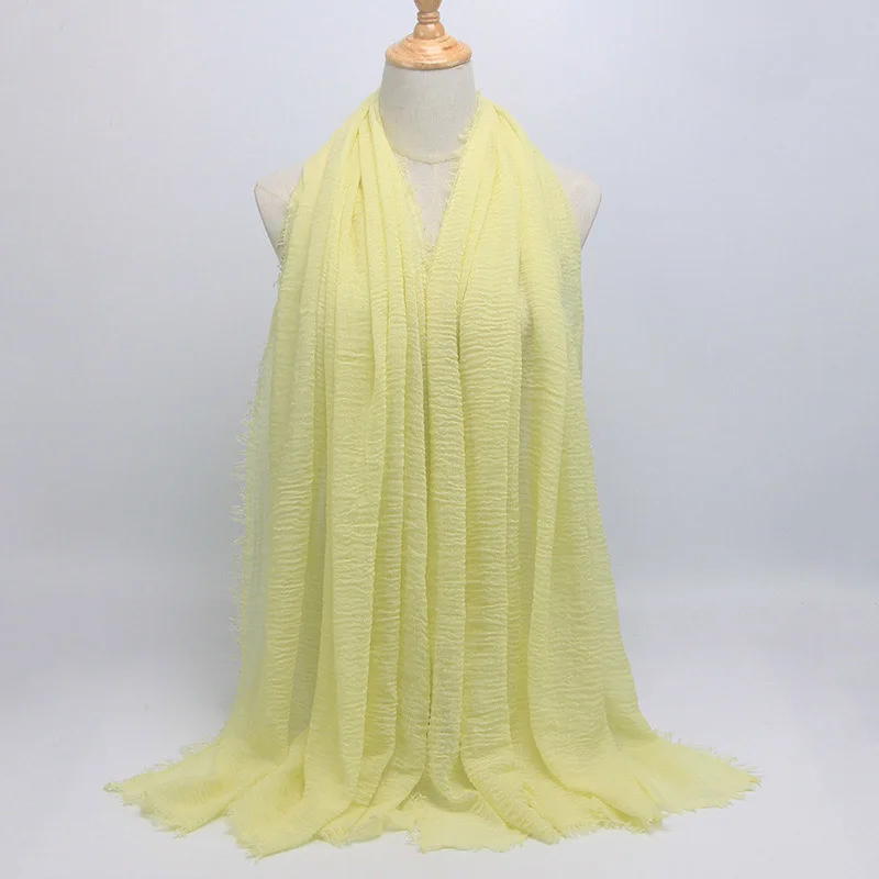 NEW women bubble cotton solid color muslim head scarf shawls and wraps pashmina bandana female foulard crinkle hijab stores