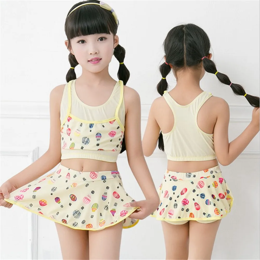 Девушки мультфильм милый летний купальник из двух частей для бассейна или пляжа