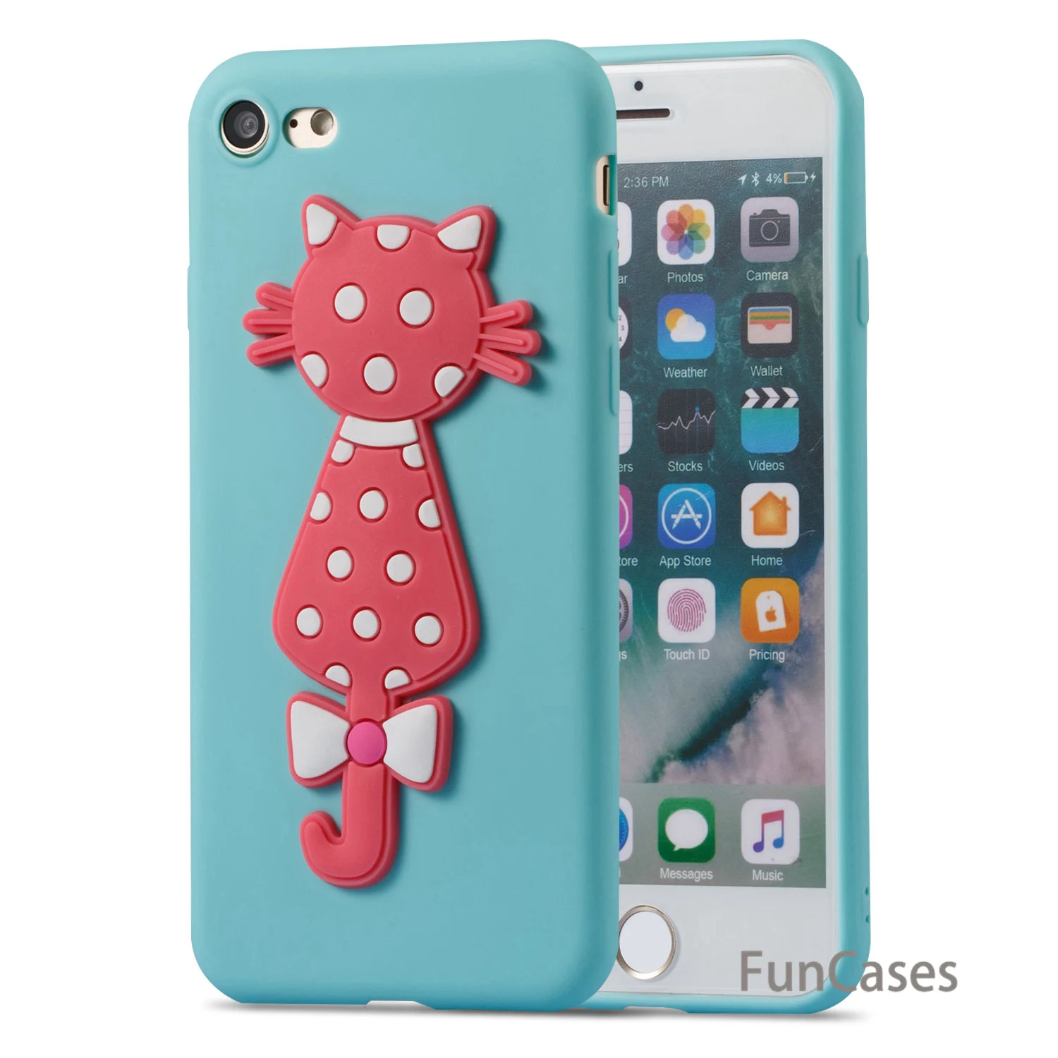 Кот случае СПС Celular iPhone 7 Мягкая силиконовая задняя крышка Telefoan Бизнес телефон Etui