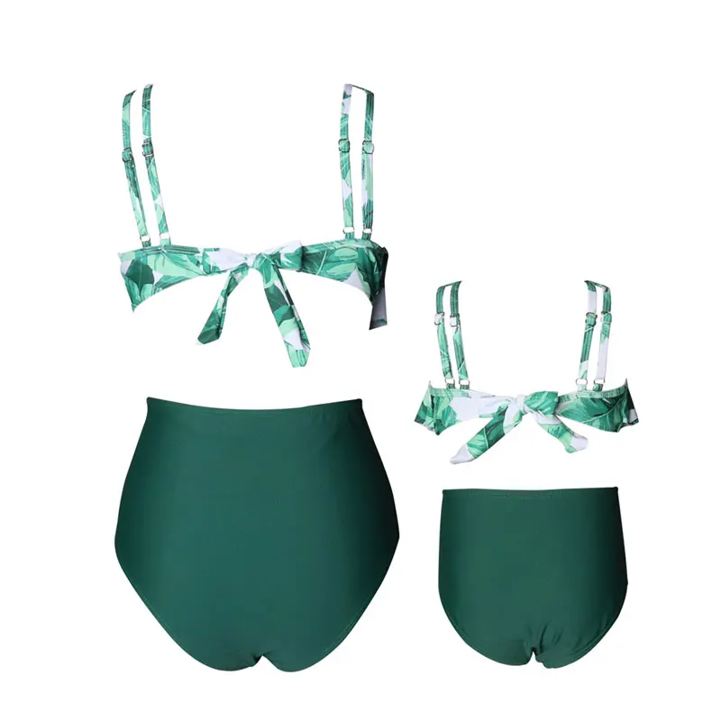 Mommy and me купальник одежда для всей семьи мамы и дочки simwear зеленого цвета с высокой