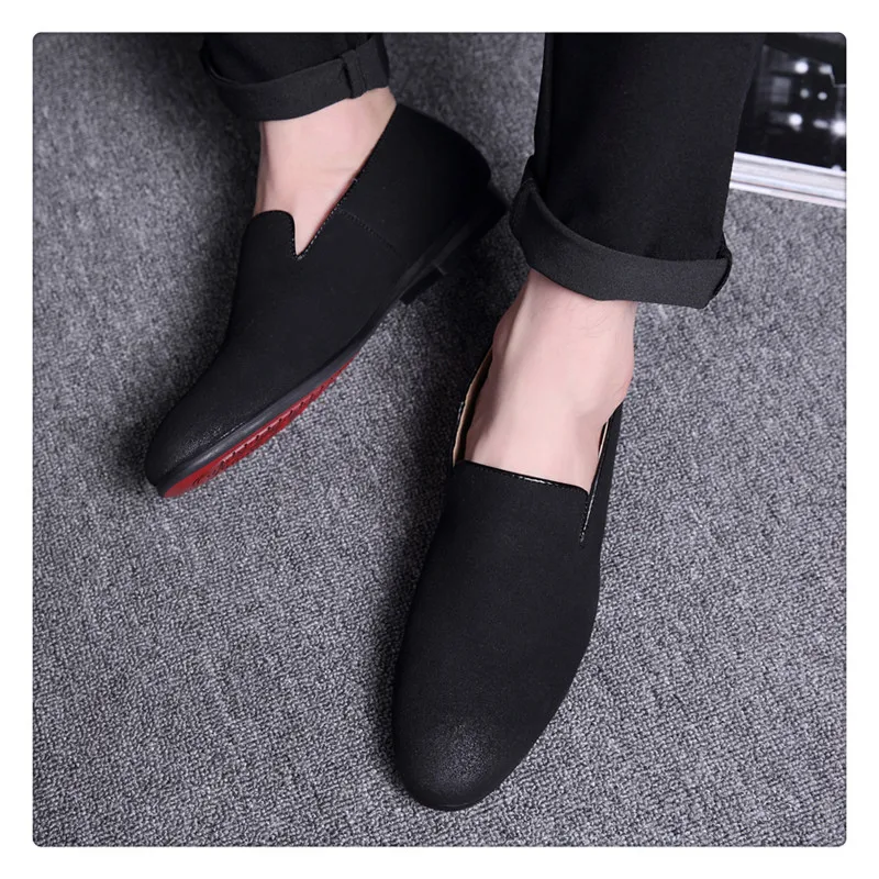 URBANFIND/мужские слипоны; Цвет Черный; коллекция года; мокасины; однотонная мягкая мужская обувь; повседневные лоферы; Модные дышащие синие замшевые лоферы; большие размеры
