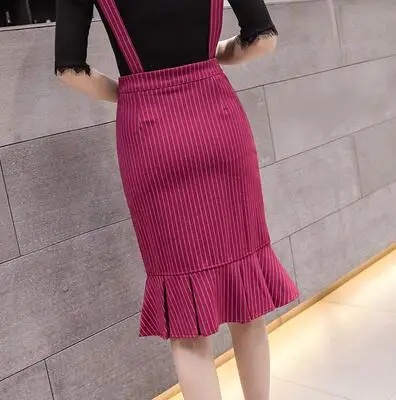 Red S-4XL, 5XL, Полосатая юбка для женщин, женские юбки на лямках, s, весна-лето, высокая талия, слинг, юбка русалки, сексуальная, посылка, хип-хоп, Jupe - Цвет: Red