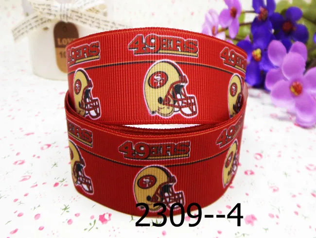 [IuBuFiGo] 10Y 7/8 &quotперсонажи напечатаны Grosgrain ленты 22 мм спортивные знак команды X2309