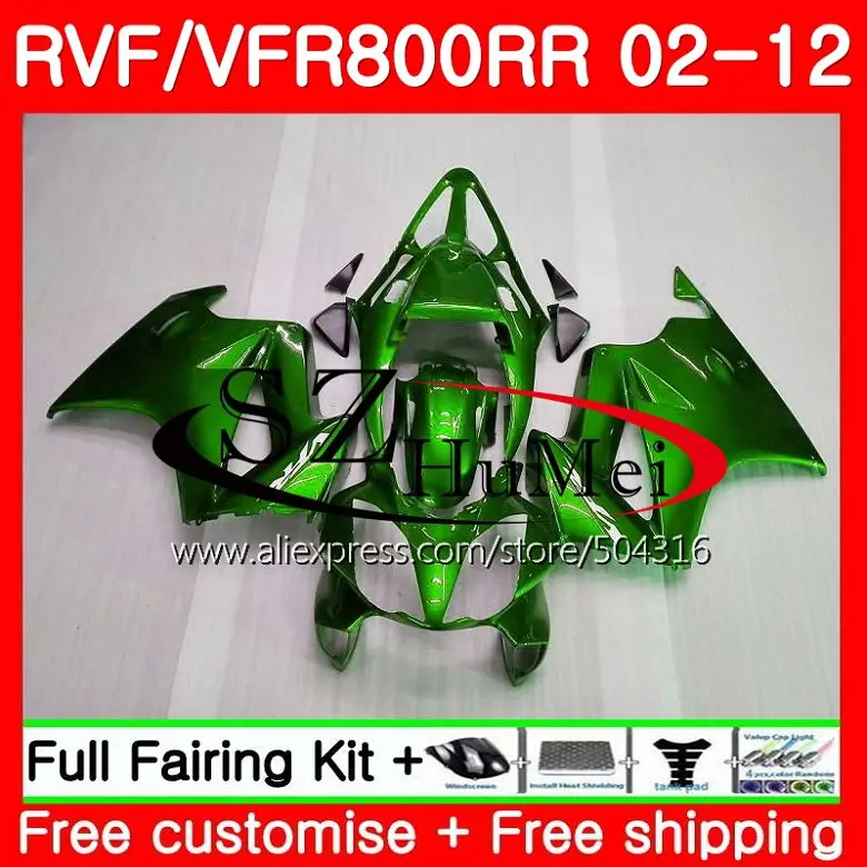 

Fairings Gloss green For HONDA Interceptor VFR800RR 02 03 04 05 06 07 113SH.11 VFR 800R VFR800 RR 2002 2003 2004 2005 2006 2007