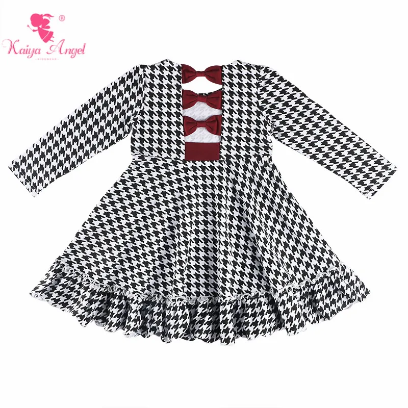 Kaiya Angel 2018 Boutique Girls Bow Dress Toddler Long Sleeve Autumn Winter Cotton Clothes Princess Holiday Party One Piece | Детская