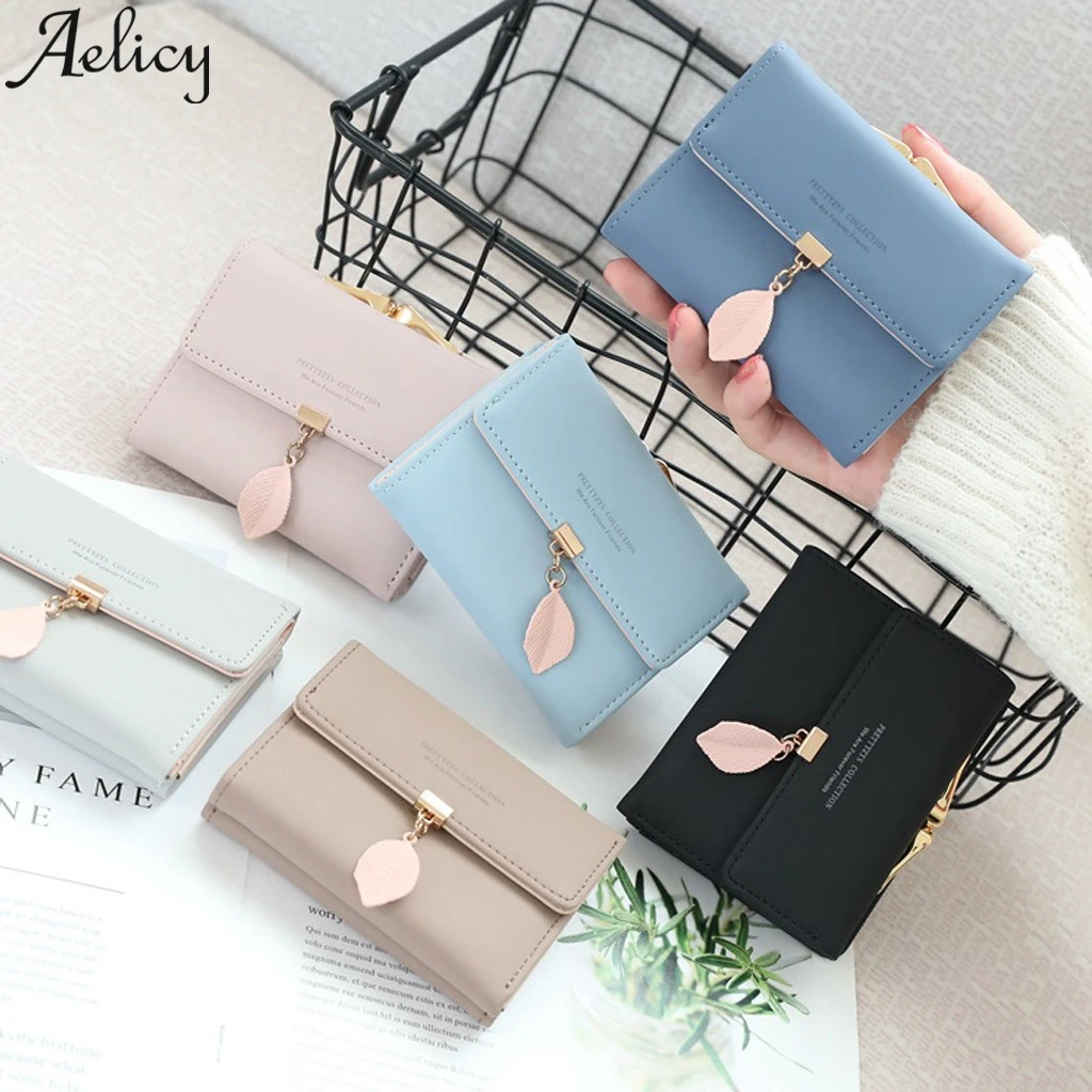 Кошелек Aelicy женский тройного сложения модный короткий бумажник из кожи