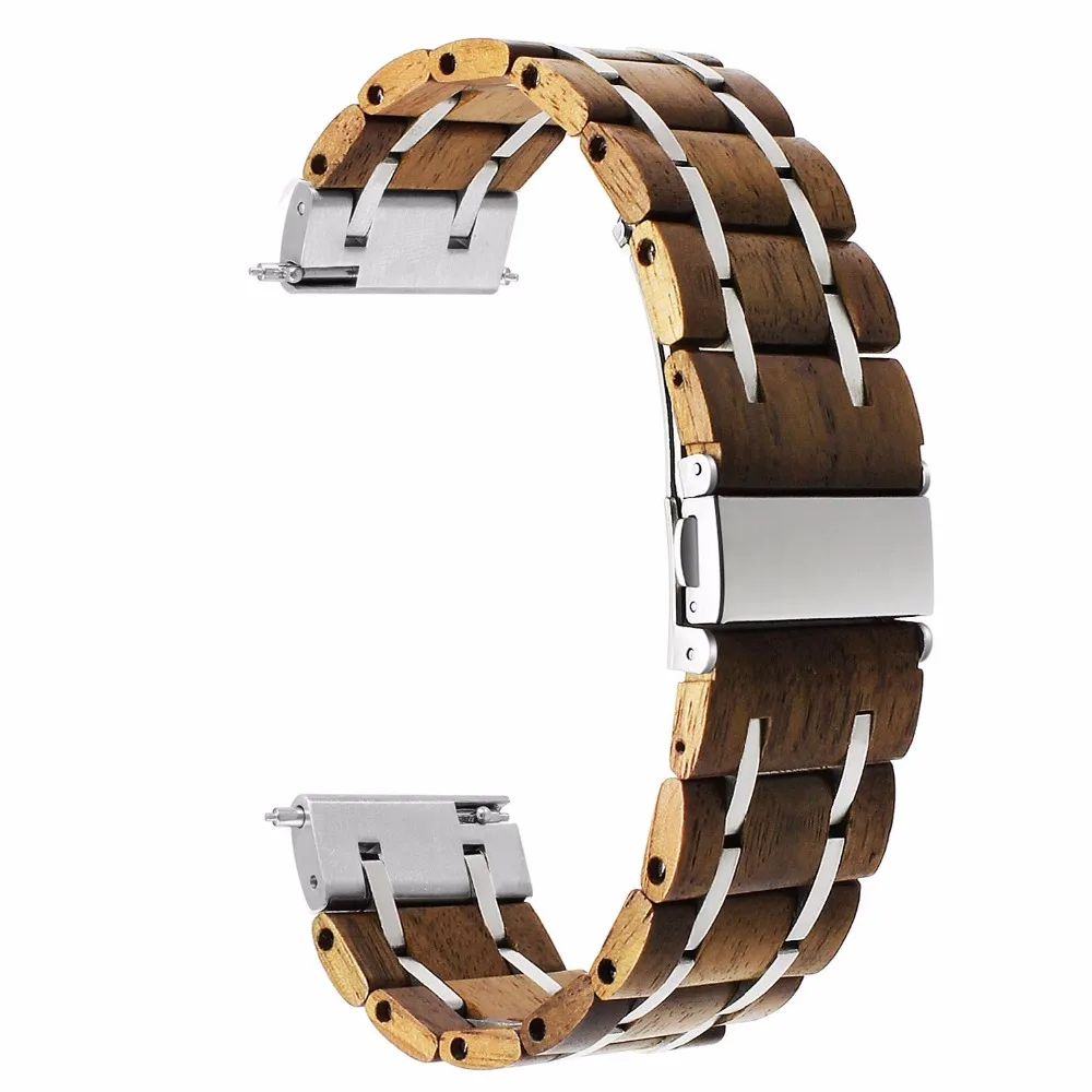Ремешок из натуральной древесины и нержавеющей стали для наручных часов браслет