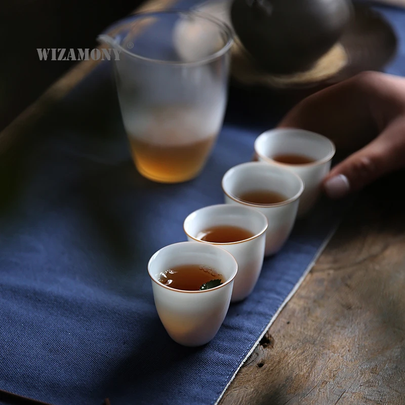 2 шт.! Посуда для напитков WIZAMONY Цзиндэчжэнь чайный сервиз чайная чашка белые