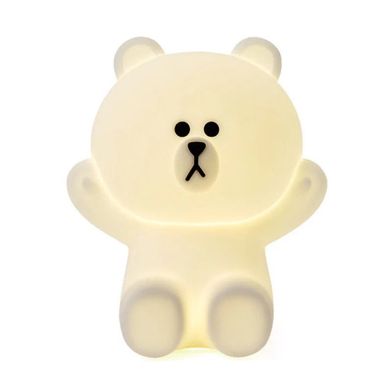 Перезаряжаемый USB Ночной светильник, светодиодный медведь, кролик, кремний, ПВХ, с регулируемой яркостью, для детей, Рождественский, праздничный, атмосферный, декоративный светильник