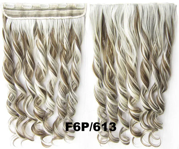 GS888 Color F6P-613 Girlshow, 5 клипов, синтетические волосы для наращивания, волнистые, женский парик, волосы шиньон-хвост, 87 цветов, 130 г, 60 см, 1 шт - Цвет: GS888 Color F6P-613
