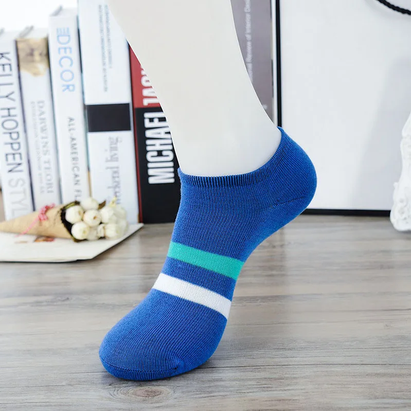 5 пар, повседневные мужские носки до лодыжки, носки в Хроматическую полоску, забавные мужские модные хлопковые носки с закрытым носком, Meias Calcetines