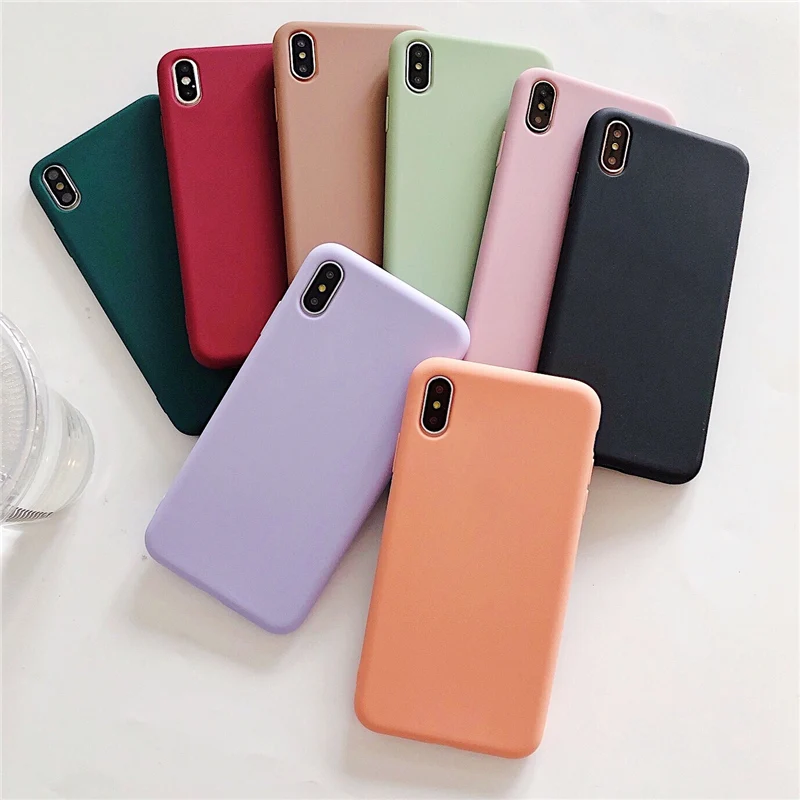 Мягкий силиконовый чехол ярких цветов для iphone 7 8 Plus 6 6S X матовый простой милый XS Max