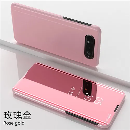 rose gold Прозрачный смарт-зеркало заднего вида чехол для телефона для samsung A90 A80 A70 A60 A50 A40 A30 A20e A10 откидная крышка для Galaxy M10 M20 M30 принципиально Капа - Цвет: rose gold