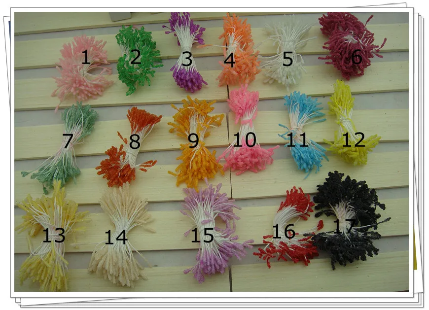 

Free shipping Double tips 22 colors glass flower stamen /DIY flower accessories/stocking flower craft 1800 pieces/lot