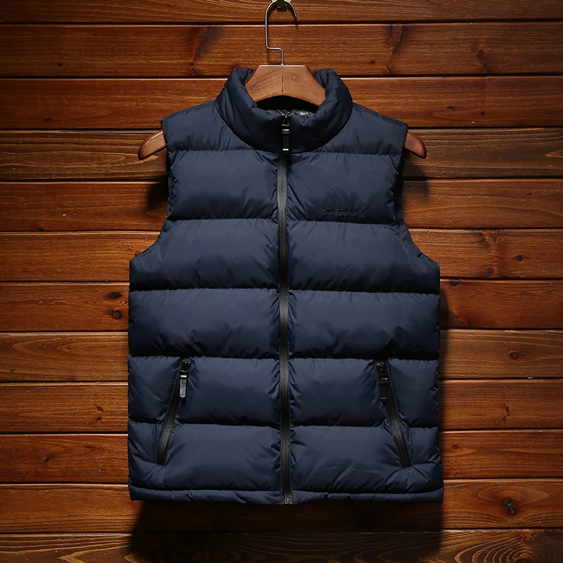 Мужская куртка жилет без рукавов Зимняя мода повседневные облегающие пальто
