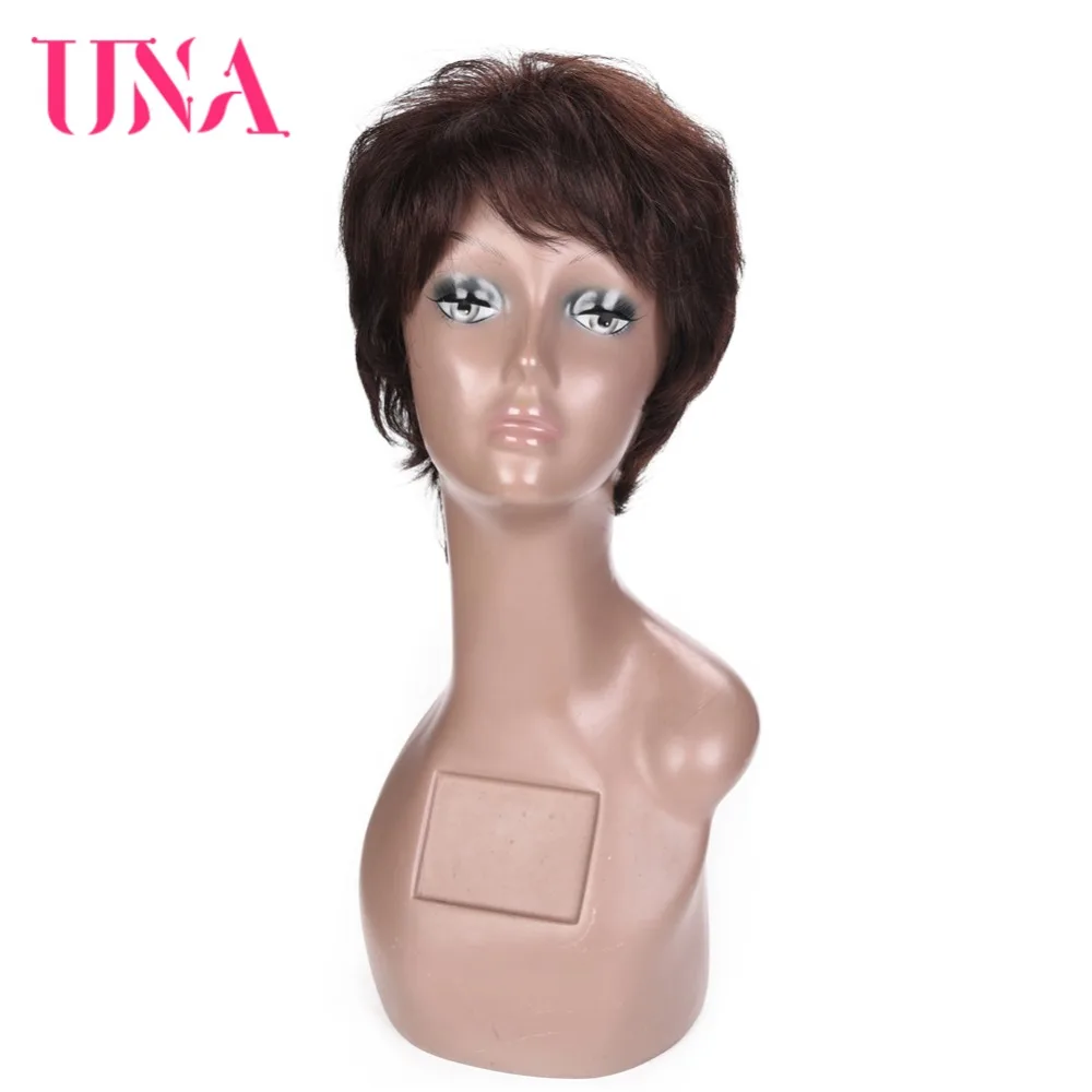 UNA Short Human Wigs Malaysian Straight Hair Wigs Non Remy Malaysian Hair Wigs 120% High Density Short Human Hair Wigs LDH6384MN