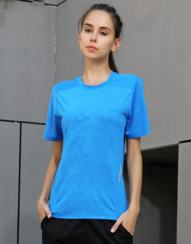 P11-4 blue Женская футболка для йоги, бега, Стрейчевые футболки для женщин, спортивный топ для фитнеса, тренировок, женский свободный короткий рукав, женская футболка - Цвет: P11-4 blue