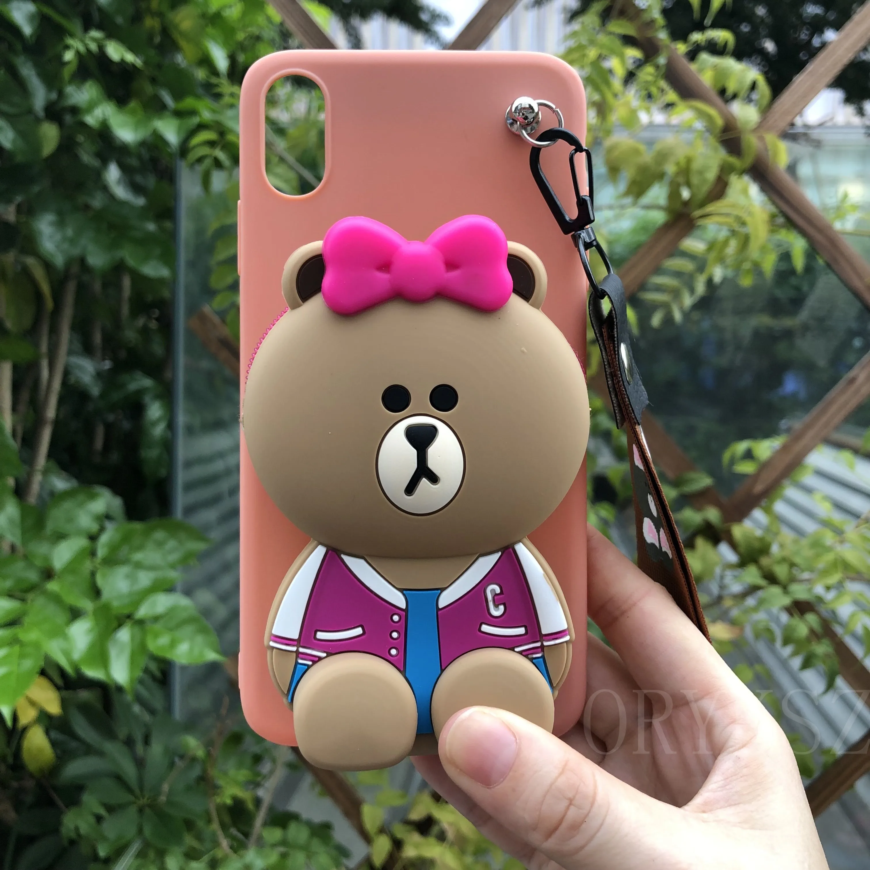 Чехол-Кошелек ORYKSZ с объемным рисунком медведя на молнии для OPPO A71 A77 A79 A83 A57 A59 A3 A73 A5