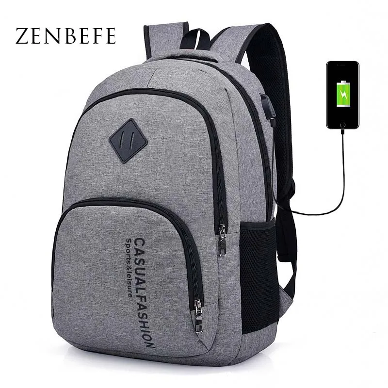 ZENBEFE Новое поступление школьные сумки для подростков USB Charing подключение рюкзаки путешествия рюкзак сумка для ноутбука мужской рюкзак
