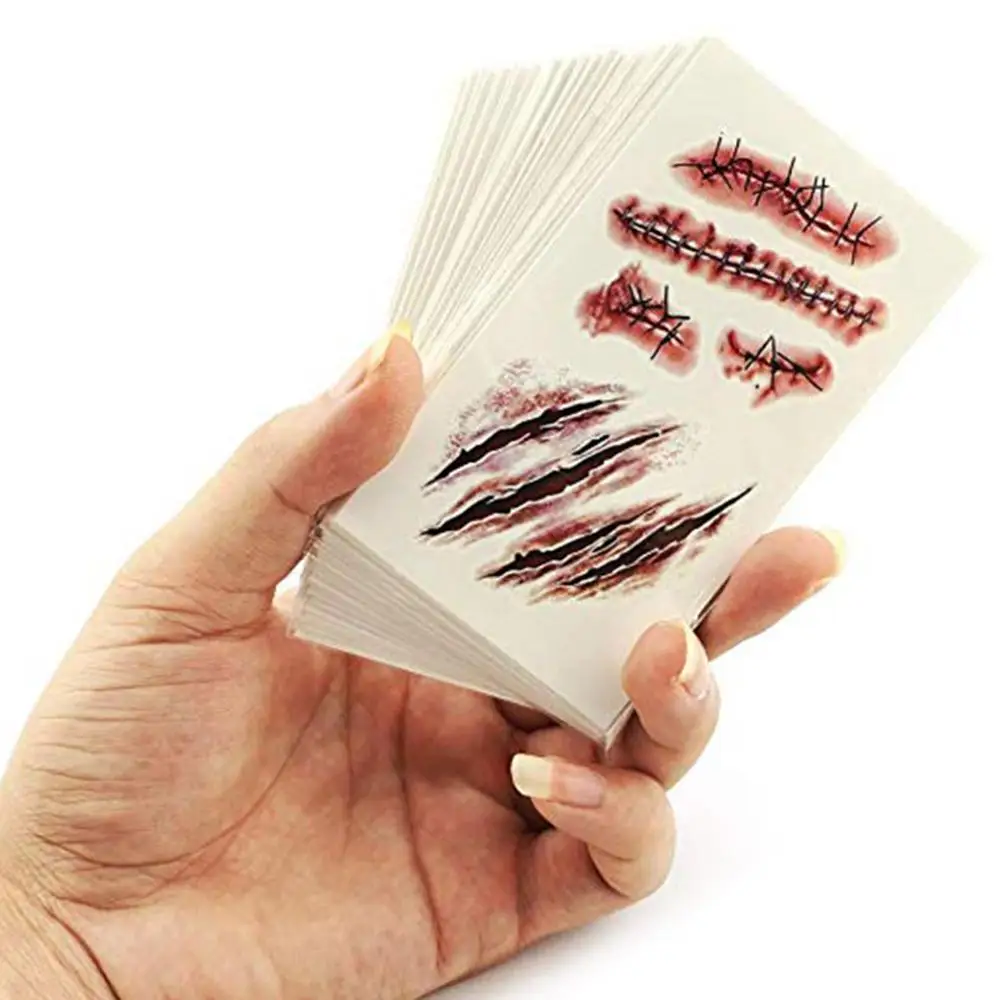 Страшный шрам на Хэллоуин искусственная татуировка Реалистичная поддельная