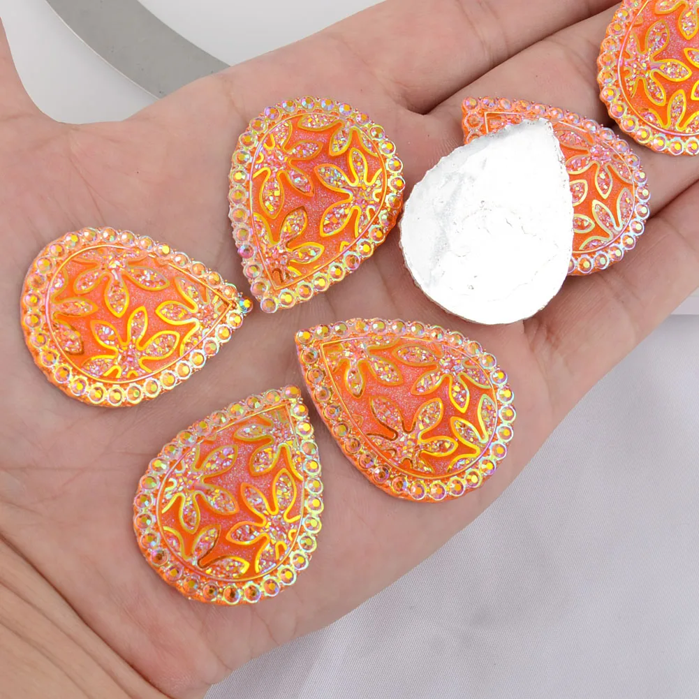 BOLIAO DIY 4Pcs 30*40mm ( 1.18in*1.57in ) Darp Shape AB Color Orange Rhinestone Flatback No Hole Clothes/Wedding Decoration | Дом и сад