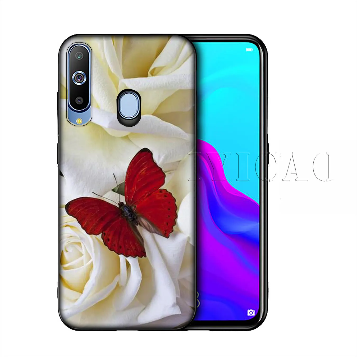 Силиконовый мягкий чехол IYICAO с красной бабочкой на розах для Samsung Galaxy A10 A30 A40 A50 A70