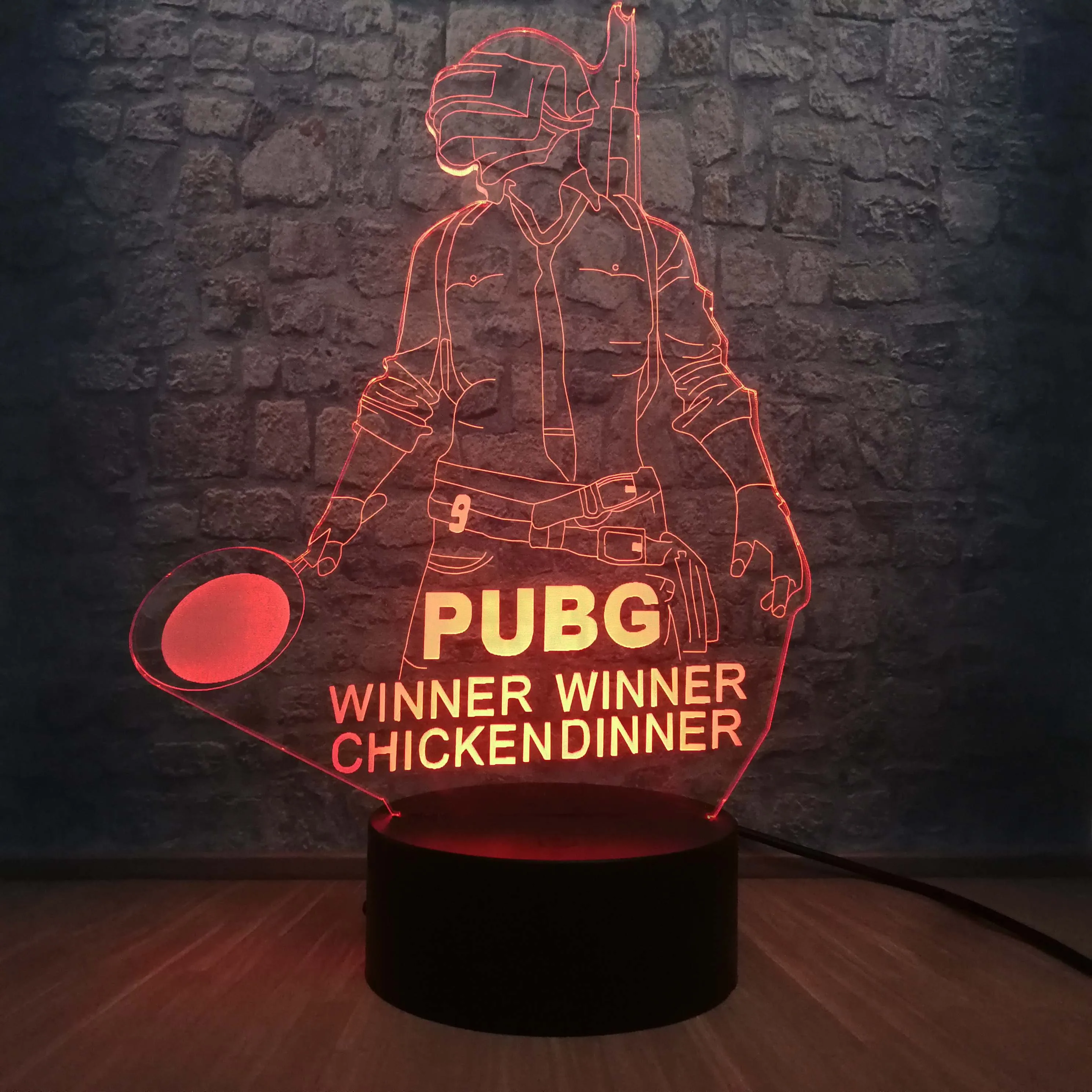 Cool Battle Royale Game PUBG Winner 3D Ночник светильник светодиодный 7 цветов Иллюзия Изменение