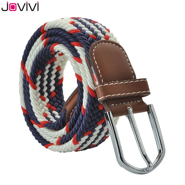 Jovivi последний стиль 1 шт. повседневные мужские и женские тканевые Плетеный растягивающийся ремень с пряжкой эластичный пояс для гольфа подарок на день рождения - Цвет: 1x Mix Color3 105cm