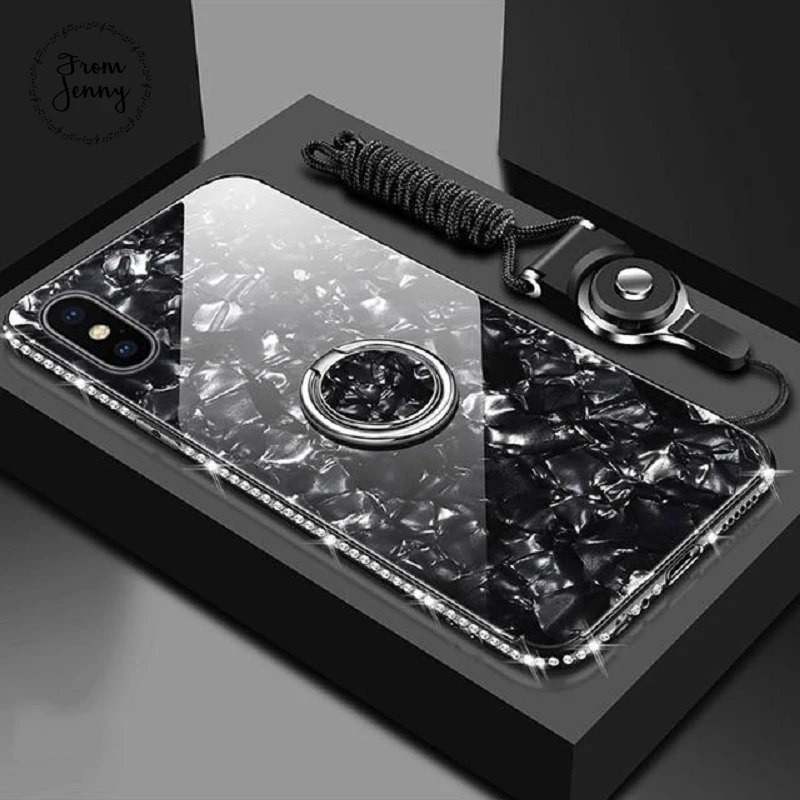 Чехол для iphone X XR XS Max палец кольцо Kickstand чехлы 8 7 Plus 6 6s Bling Conch Shell закаленное