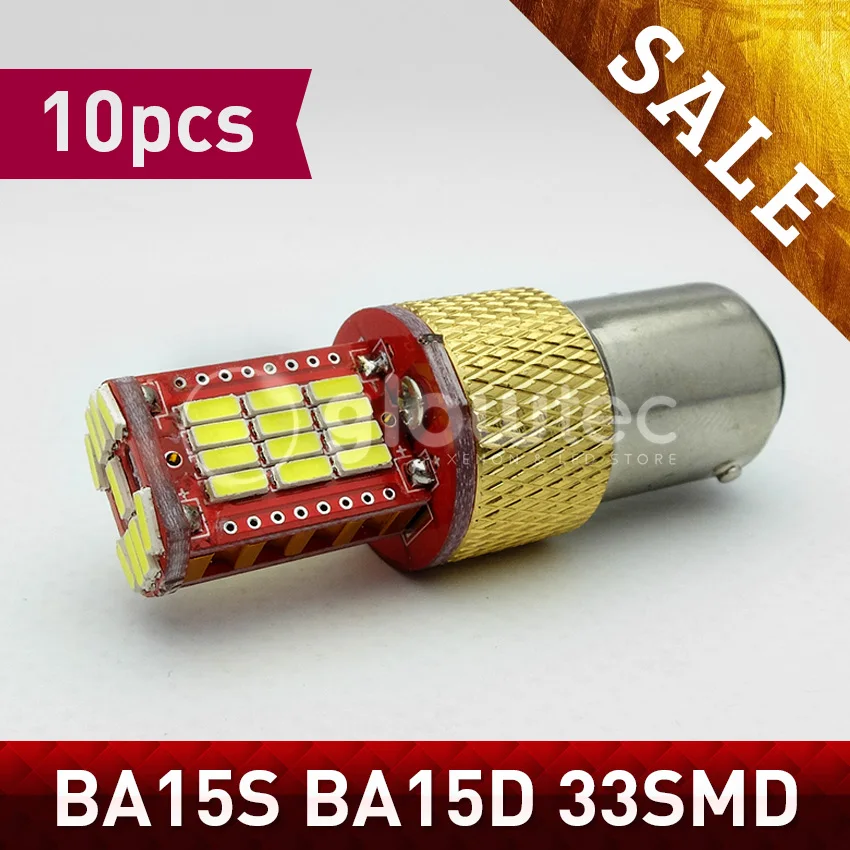 10 шт. BA15S BA15D P21W 33smd 4014 S25 1156 Автомобильные светодиодные задние противотуманные