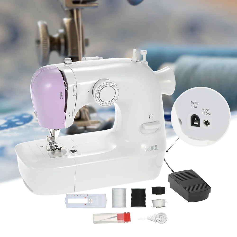 Электрический 12 стежков мини швейная машина 2 Скорость с светодиодный светильник