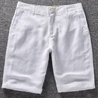 Шорты-карго мужские льняные, Дизайнерские повседневные пляжные, Брендовые однотонные Бермуды, для отдыха