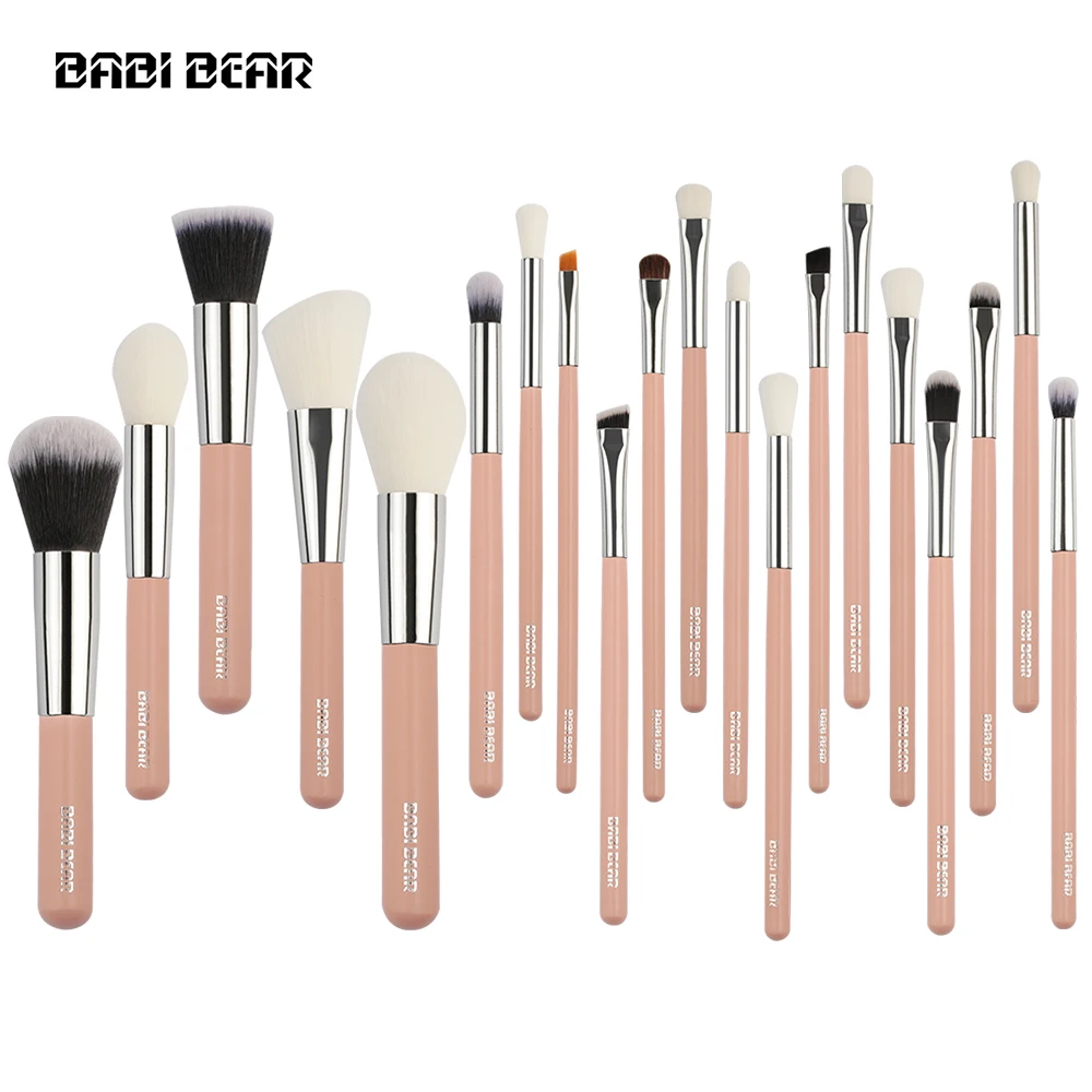 BABI BEAR 20 шт Серебряный/Розовый Профессиональный набор кистей макияж основа пудра