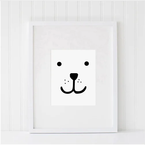 Современный скандинавский домашний декор каваи медведь лицо постер Настенная