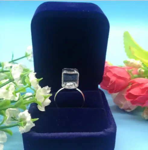 200 наборов/лот 10*10 мм Квадратные жидкие кольца стеклянных шариков Шарообразная колба флакон с крышкой флаконов.