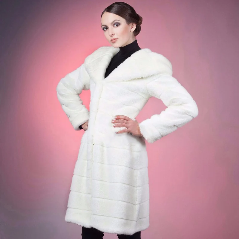 Европейский high end Модные женские туфли зимние сапоги на искусственном кроличьем меху с капюшоном пальто, меховые пальто Большие размеры S-6XL из искусственного меха пальто Меховая куртка