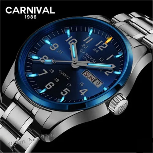 Blue blue C8638 Тритий T25 светящиеся часы мужские роскошные брендовые военные полностью Стальные кварцевые мужские часы водонепроницаемые часы reloj erkek kol saati montre - Цвет: Blue blue C8638