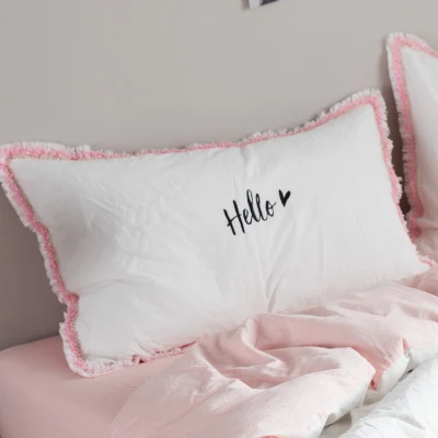 1pc hello pink 1 шт. наволочка из потертого хлопка в скандинавском стиле с вышитыми кисточками и надписью Hello Beautif для пары наволочка для спальни декоративная наволочка - Цвет: 1pc hello pink