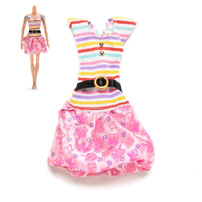 1 шт. новые платья для Барби балетная пачка с принтом топ в полоску юбка кукольная