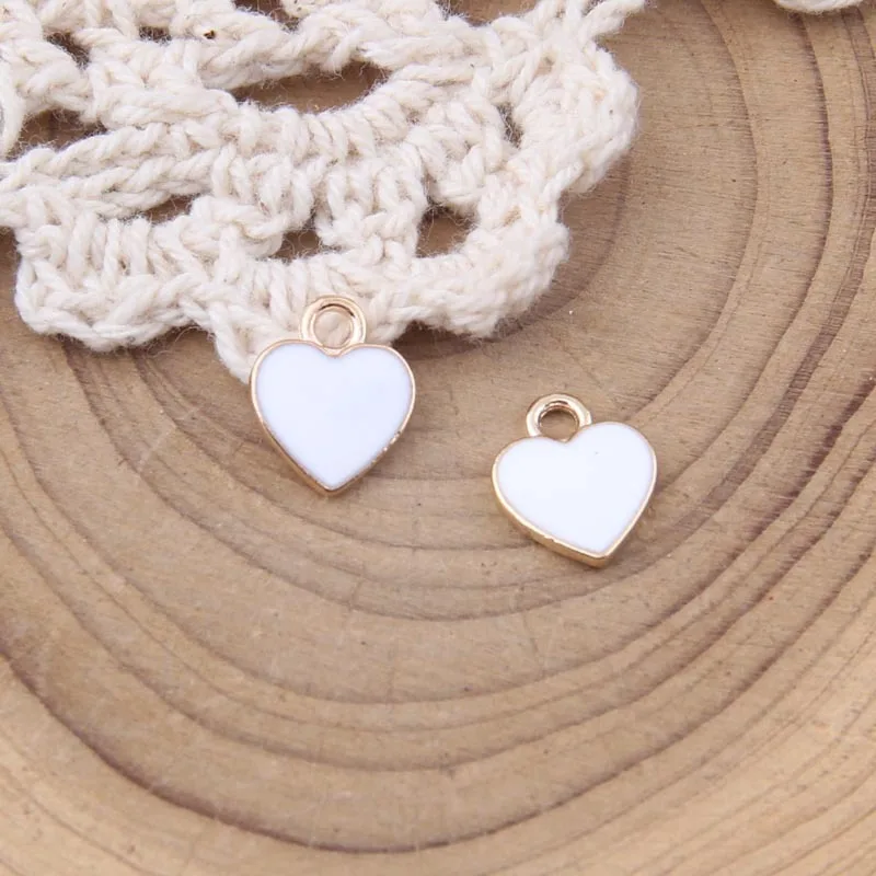 10pcs 12*10mm Golden metal enamel hollow heart charms Handmade Diy Bracelet pendants Alloy earring Jewelry making Accessories