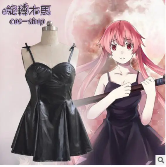 

Anime Future Diary 2nd Mirai Nikki Yuno Gasai Black Dress Costume Cosplay+WIG
