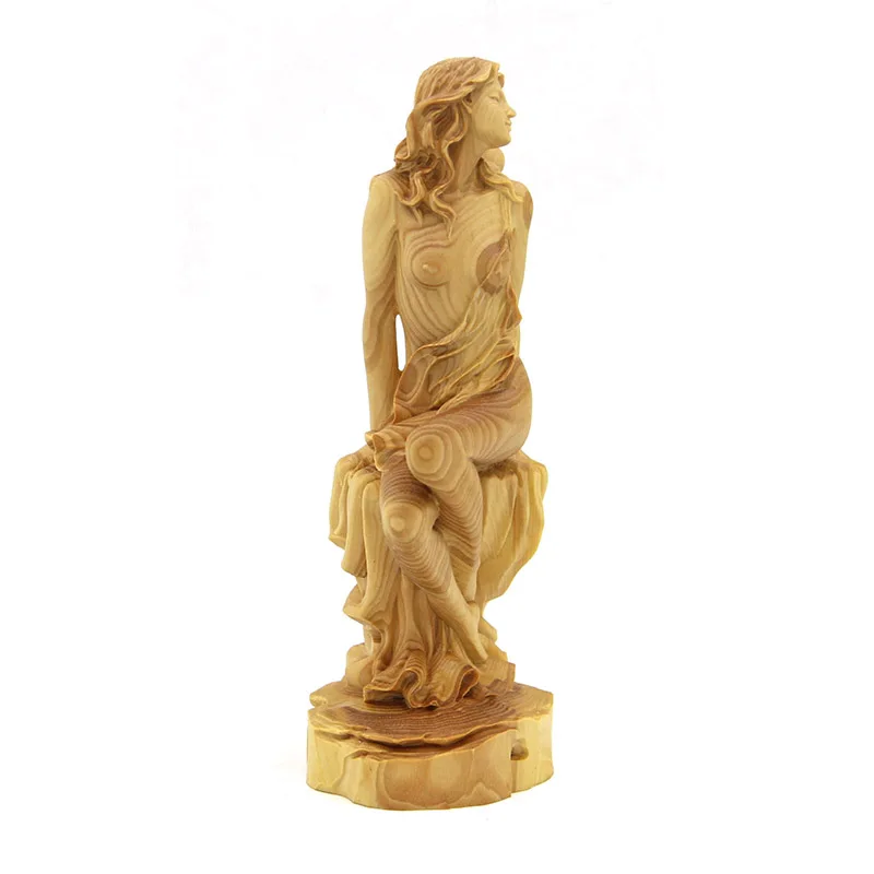 Household adornment boxwood carving character sculpture furnishing articles girl wild chrysanthemum flower crafts | Дом и сад