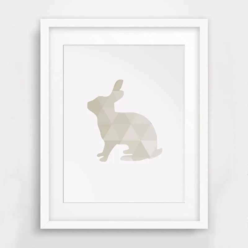 ГОРЯЧАЯ Кролик Искусство Печать на Холсте Poste геометрические Печати Животных