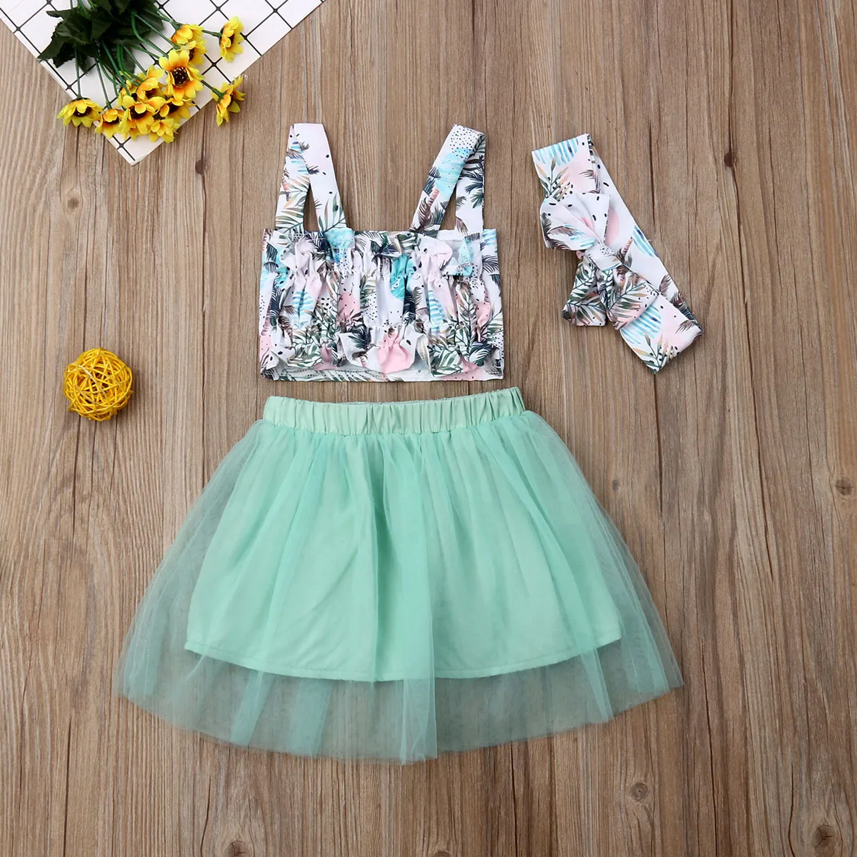 Комплекты одежды для маленьких девочек 3 предмета укороченный топ без рукавов с